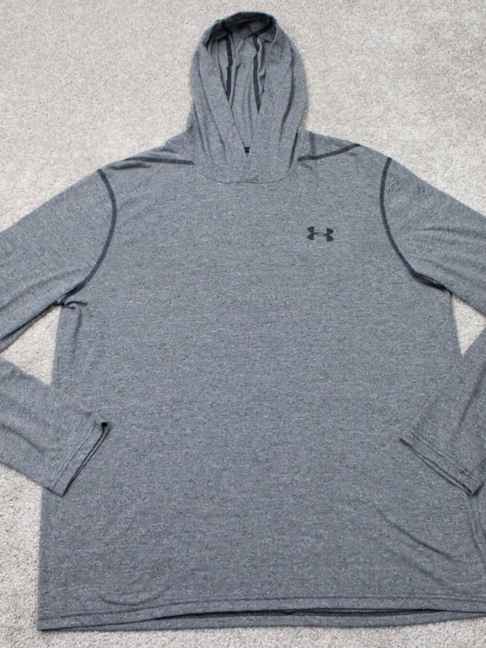 Under Armour Hoodie Mens Large Gray UA Threadborne Siro Loose Fit Heatgear L/S